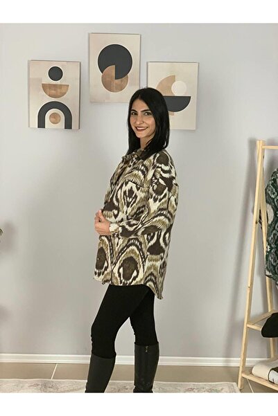 YusGos Women's Single Pocket Patterned Thick Lumberjack Jacket Shirt (Mustard-Khaki) Standard Khaki