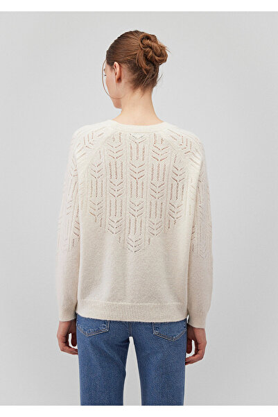 Mavi Pulover cu guler rotund perforat ecru - Croială lejeră 1710490 -70057