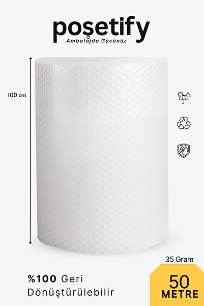 POŞETİFY Kalın Balonlu Naylon Patpat Rulo 100 cm x 50 m | 35 gr/m² | 3 Katlı ...