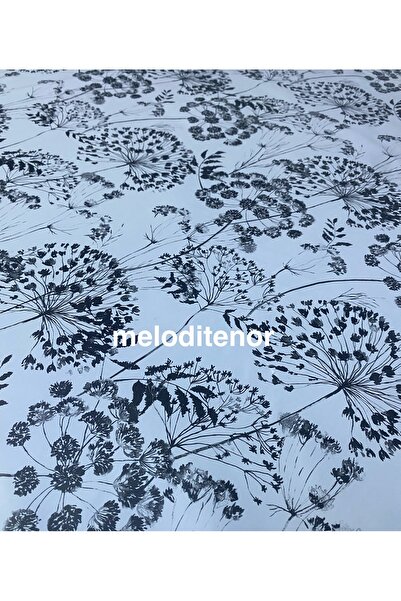 MİRELLA Thick Lined Non-Slip Black Cipso Floral Pvc Oilcloth Tablecloth