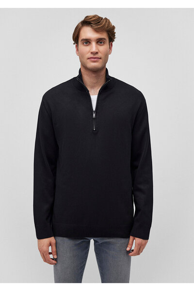 Mavi Світло-сірий светр з напівзастібкою та високим коміром, прямий крій, 0710256-900