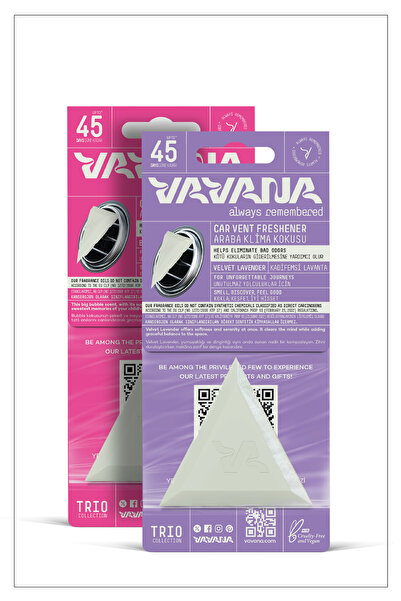 VAVANA Trio Araba Klima Kokusu, Oto Kokusu, 45 Gün Etkili, 2'li Set - Lavanta...