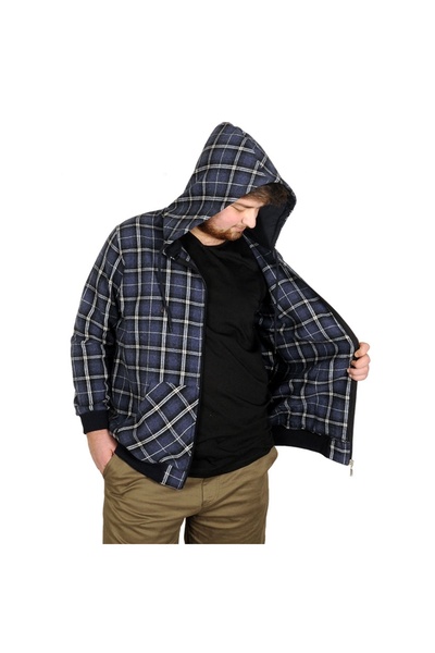 ModeXL Mode Xl Великий розмір Чоловічий світшот з капюшоном 20579 Індіго