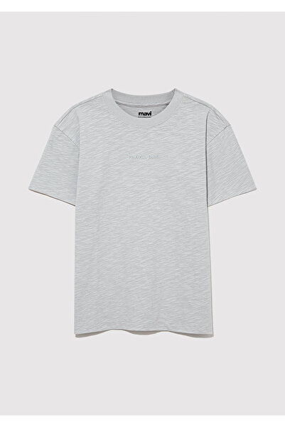 Mavi Organic Cotton Gray Basic T-Shirt Loose Fit / Loose Relaxed Cut 6610203-70075