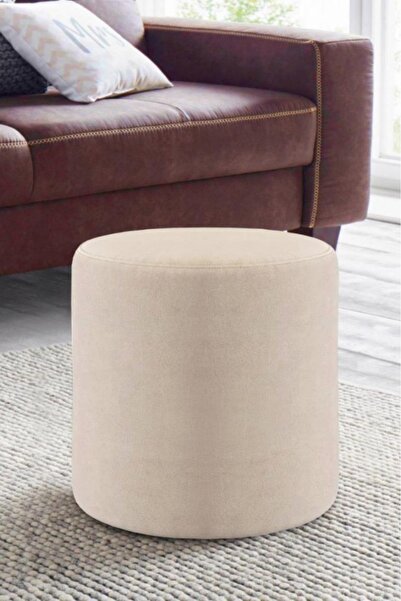 Bohhem Silindir Puf Krem Renkli Yuvarlak Ayak Ucu Pufu