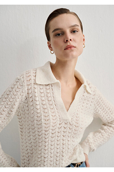 Mavi Pulover Ecru cu gât polo Regular Fit / Regular Fit 1710559 -70057