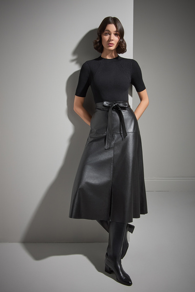 JOIN US Suni Deri Etekli Triko Elbise