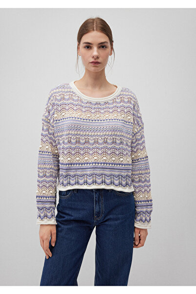 Mavi Pulover mov jacquard cu croiala larga - 1710154 -70538