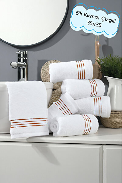 Arte Cotone Набір рушників з білою вишивкою в смужку | Червоно-зелені смужки 35x35 / 40x70