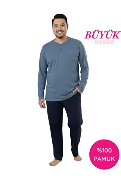 bie's Set de pijamale pentru bărbați, albastru marin afumat, mărime mare, cu ...