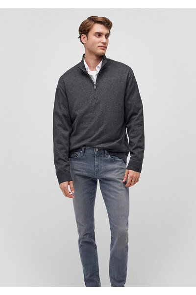 Mavi Gray Regular Fit Stand Collar Sweater - Semi Zippered 0710256 -80024