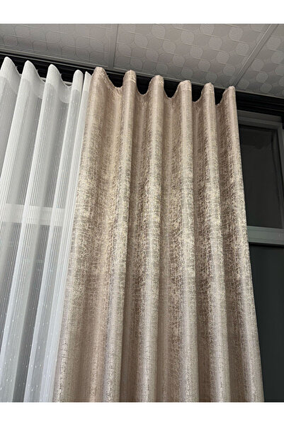 PERDEYERİ S Pile Lina Jacquard 1/3 Cortina de podea cu un singur strat, o sin...