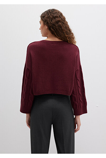 Mavi Claret Red Crop Sweater - Crew NecK, Short Cut 1710477 -70415