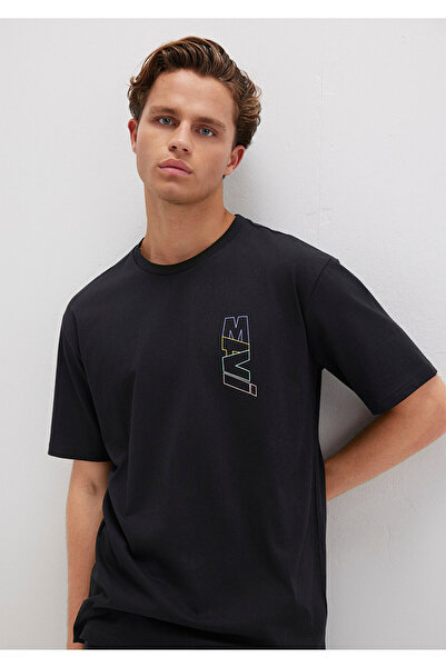 Mavi Schwarzes T-Shirt mit Logo-Rückendruck, lockere Passform / lockere, entspannte Passform 0612350 -900