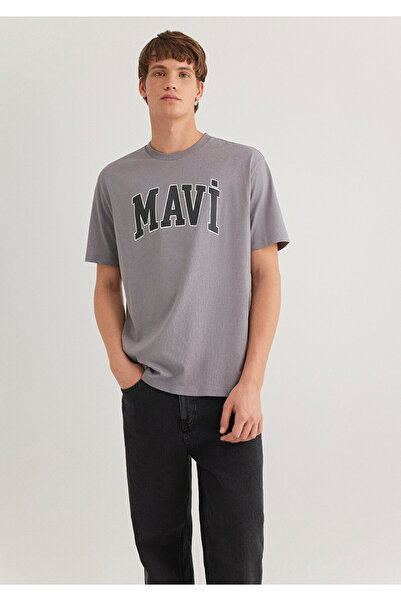 Mavi Šedé tričko s potištěným logem Volný střih / Volný uvolněný střih0611711-83747