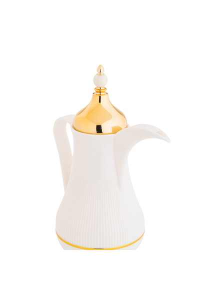 Alaska Alaska Dallah Thermos Set, 2 Pieces, White with Gold, 1 Liter Capacity