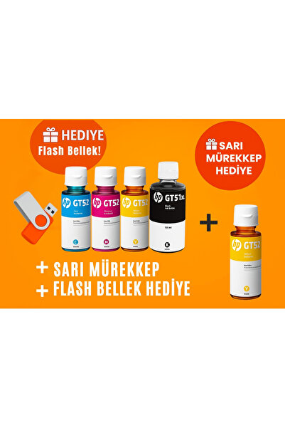 HP GT51XL Mürekkep Kartuş Takımı +1 Sarı Hediyeli