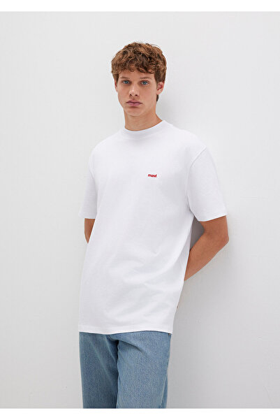 Mavi Weißes Basic-T-Shirt mit Logo-Print, lockere Passform / lockere, entspannte Passform 0612216 -620