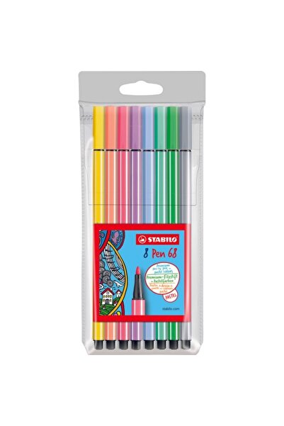 Stabilo Pen Keçeli Kalem 68 8'Li Pastel Paket
