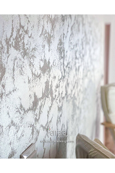 Ferrara Design Vopsea decorativa perlata Sandy Ferrara Design, argintiu cu tenta crem, pe bază de apă, 1 L