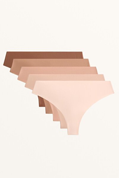 Oysho 5 adet poliamit karışımlı görünmez PANTONE™ tanga külot