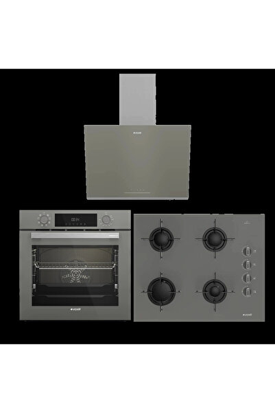 Arçelik Yeni Model Gri Üçlü Cam Ankastre Set