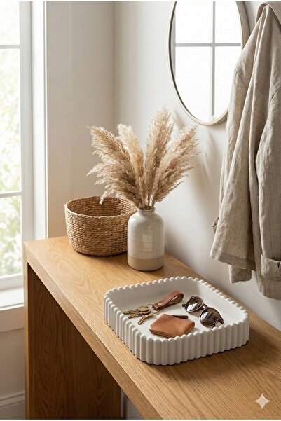 TAŞ ART Kare Beton Tepsi – Banyo,Antre,Salon ve Ofis Anahtarlık,Takı,Mumluk, ...