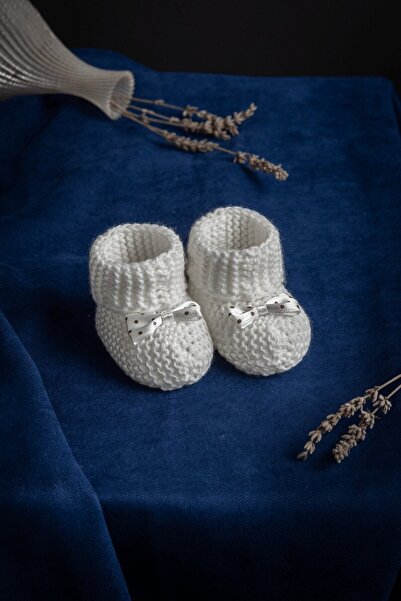 Minelya Home Collection Organik Yeni Doğan Örgü Bebek Patiği 0-12 Ay