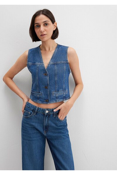 Mavi Merlin All Blue Dark Jeans Fitted Vest - Body Fitted Cutout 1110265 -85670