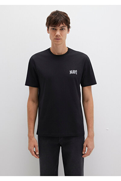 Mavi Czarna koszulka z nadrukiem z logo Regular Fit / Regular Fit0611714-900