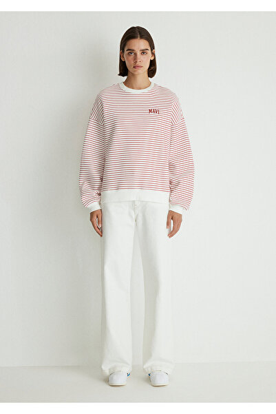 Mavi Emblémával nyomtatott piros csíkos pulóver 1s10100-86680