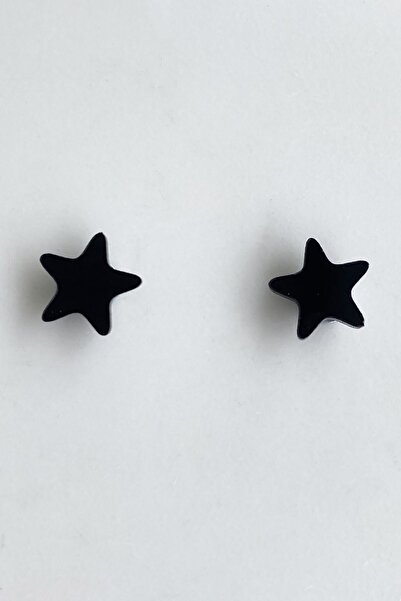 Acousticworld Siyah Renk Yıldız Figürlü Mıknatıslı Küpe Hediyelik Şık Eşya