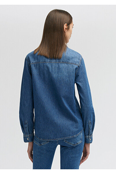 Mavi Merida All Blue - Cămașă de jeans albastru închis, croială mulată 1210662 -86490