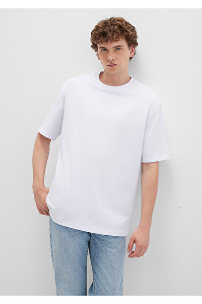 Mavi Tricou de bază alb cu decolteu roșu, cu croiala lejeră / cu o formă lejeră, relaxată0611924-620