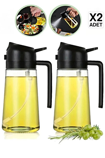 Ercazzo 2'li Çift Fonksiyonlu Sprey Yağdanlık  Zeytinyağı Sıvıyağ Şişesi  450ml