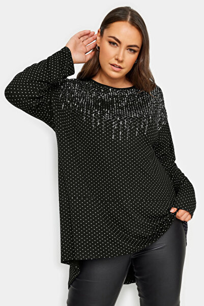 Stil Diva Plus Size Crew Neck Long Sleeve Sequin Embroidered Blouse302911