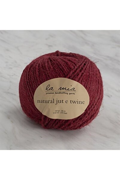 sylar لا ميا جوت طبيعي توأم 100 جرام حبل جوت أحمر كلاريت - L211 - 34105