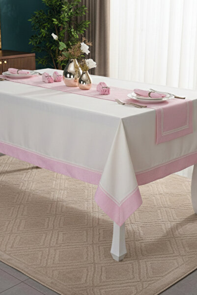 Finezza Set de veselă din bumbac roz Armine pentru 8 persoane 170x230cm 18 bu...