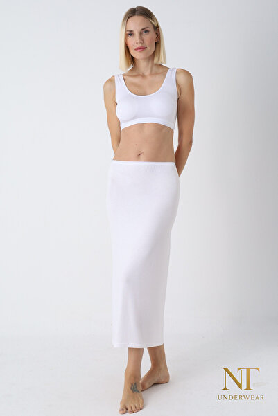 NT Underwear Căptușeală lungă din bambus pentru fustă, Maxi Jupon – țesătură naturală, model modern.