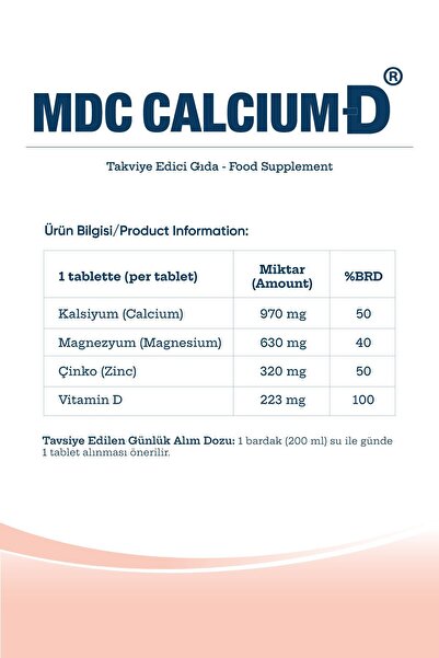 MDC Calcium D 30 Tablets - Vitamin D for Magnesium and Zinc