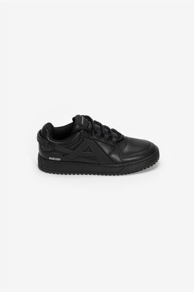 Emporio Armani Men's Logo Signed Breathable Upper Surface Comfortable Sole Leather Black Sneaker Em003670 Af19554-Uc001