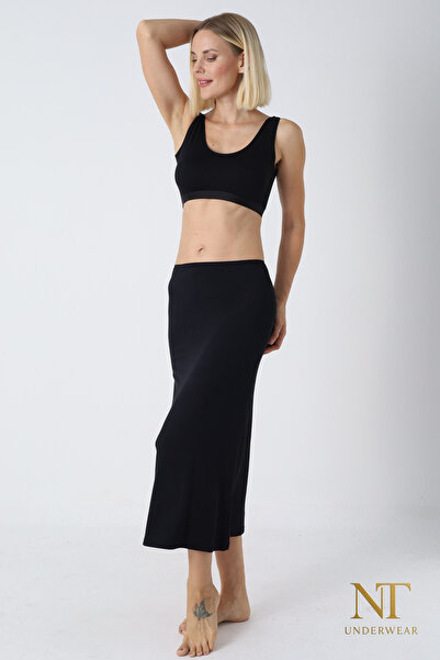 NT Underwear Căptușeală lungă din bambus pentru fustă, Maxi Jupon – țesătură naturală, model modern.