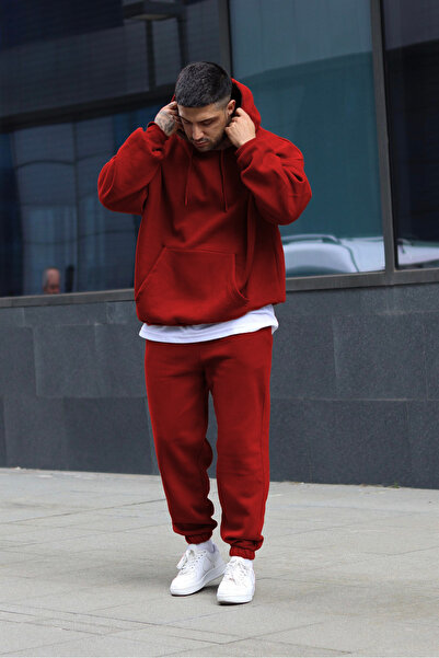 CMZ COLLECTİON Σετ φόρμας oversize ΚΟΚΚΙΝΟ με 3 κλωστές