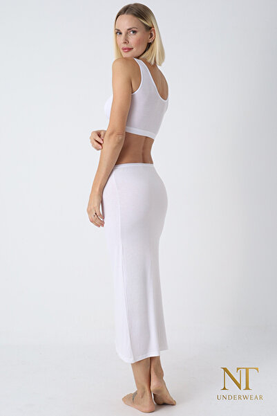 NT Underwear Căptușeală lungă din bambus pentru fustă, Maxi Jupon – țesătură naturală, model modern.