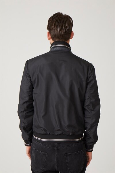 Deriderim Lacivert Carmelo Erkek Fermuarlı Çift Taraflı Hakiki Deri Mont