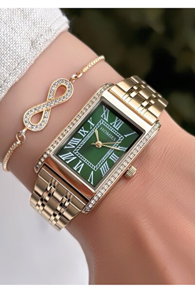 Homies ساعة نسائية أصلية ذات علبة مربعة للموسم الجديد مع سوار هدية