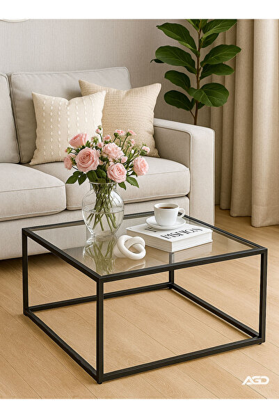 AGD A side coffee table with a glass shelf, in a modern and contemporary shape