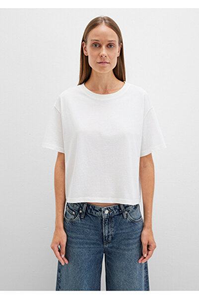 Mavi Λευκό μπλουζάκι με λαιμόκοψη Loose Fit / Loose Relaxed Fit 1611651 -80194