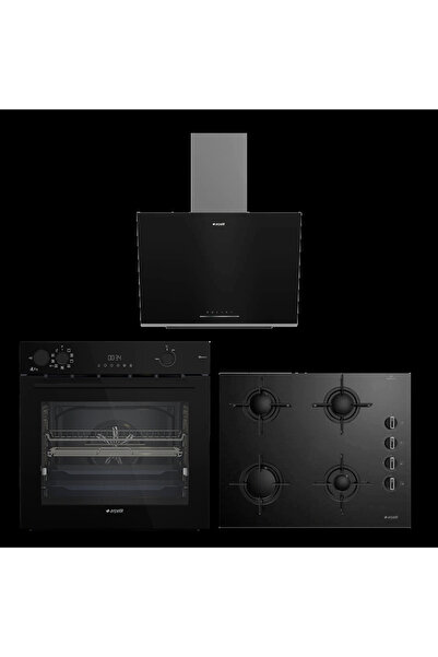 Arçelik Yeni Model Siyah Üçlü Cam Ankastre Set