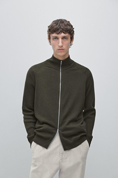 Massimo Dutti Reglan kollu pamuklu triko hırka